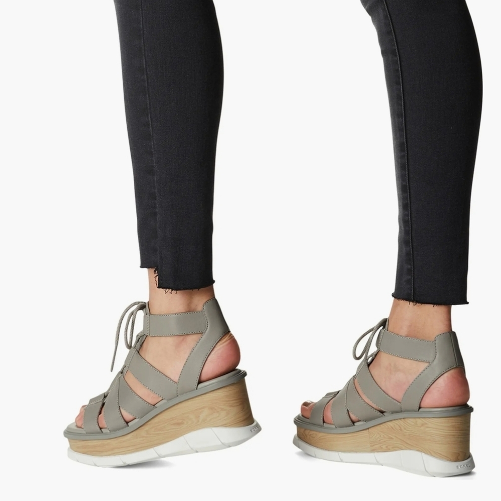 Sorel Gray and Tan Wedge Sandals
